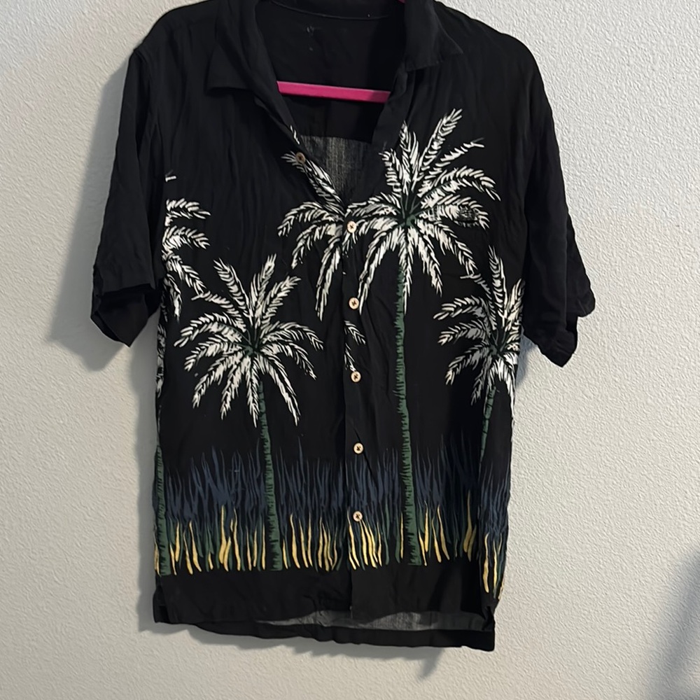Black Palm Tree Button-Up Shirt